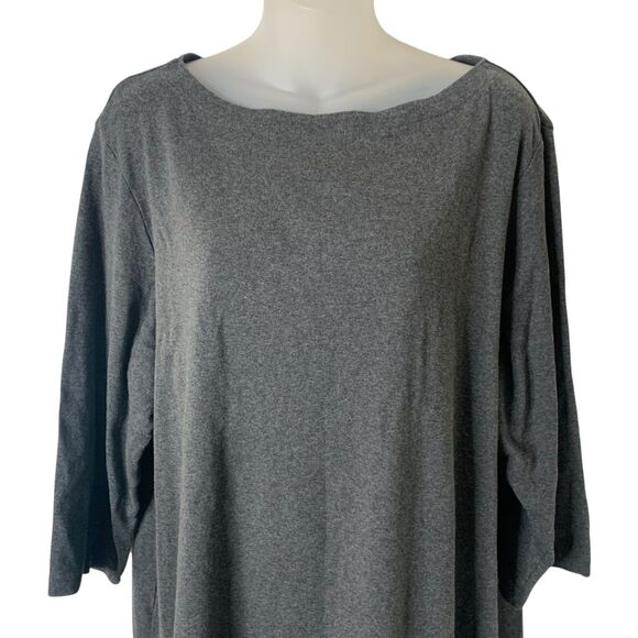Karen Scott Tunic Top Women’s Plus Size 2X Gray Boat Neck 100% Cotton 3/4 Sleeve - Picture 8 of 10